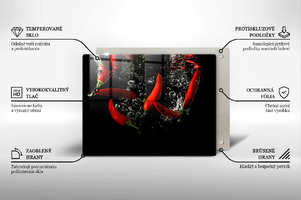 Üveg vágódeszka Chili paprika vízben