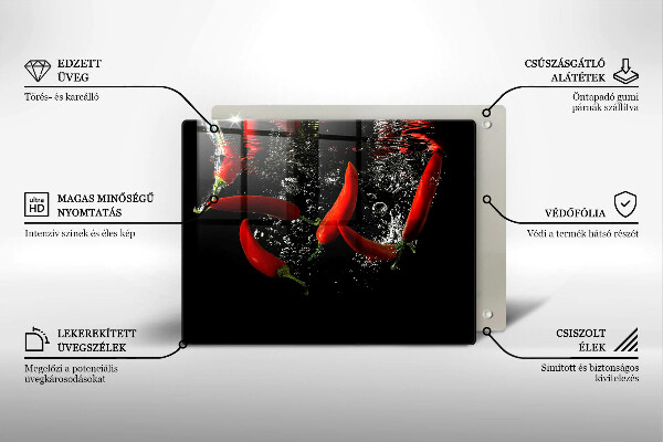 Üveg vágódeszka Chili paprika vízben