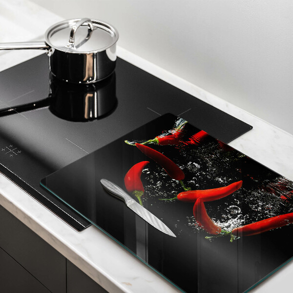 Üveg vágódeszka Chili paprika vízben