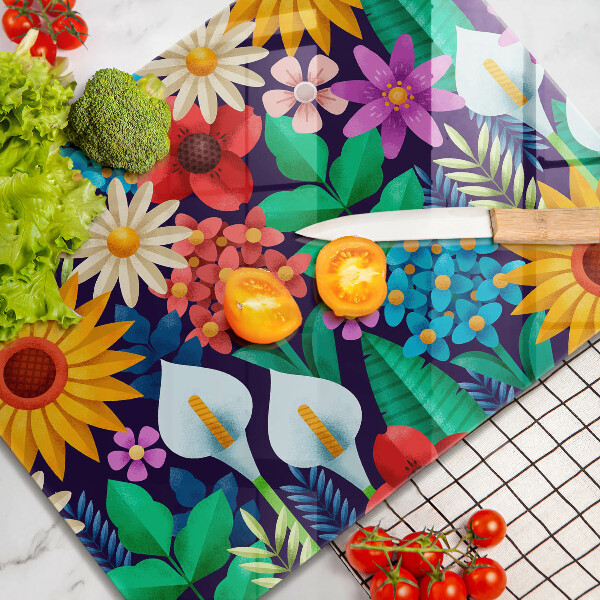 Üveg vágódeszka Virágok rét illusztráció