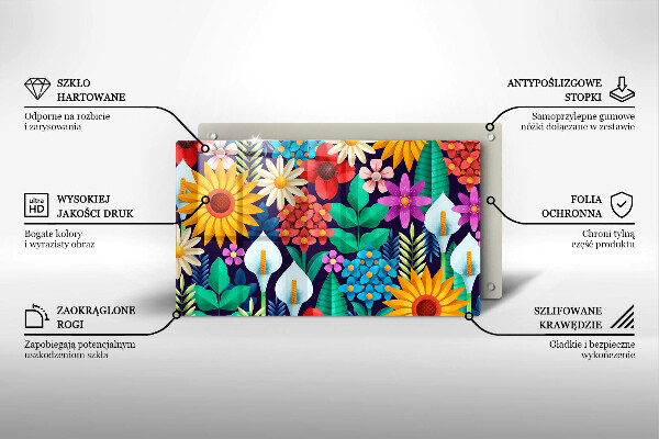 Üveg vágódeszka Virágok rét illusztráció