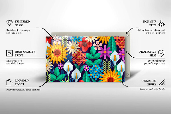 Üveg vágódeszka Virágok rét illusztráció