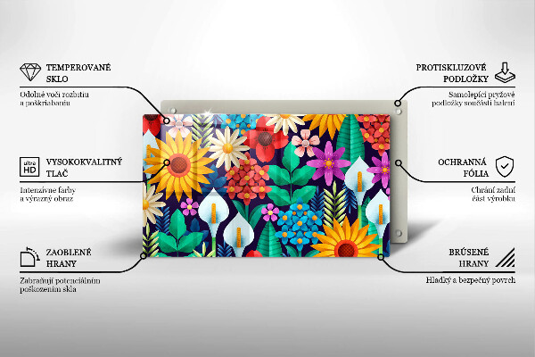 Üveg vágódeszka Virágok rét illusztráció