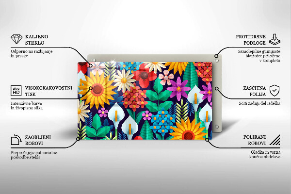 Üveg vágódeszka Virágok rét illusztráció