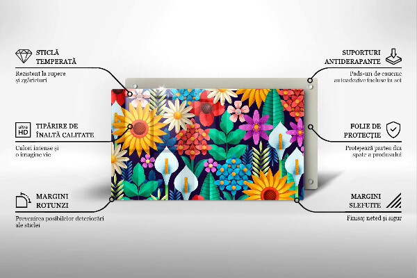 Üveg vágódeszka Virágok rét illusztráció