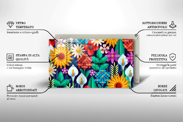 Üveg vágódeszka Virágok rét illusztráció