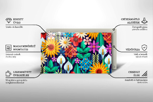 Üveg vágódeszka Virágok rét illusztráció