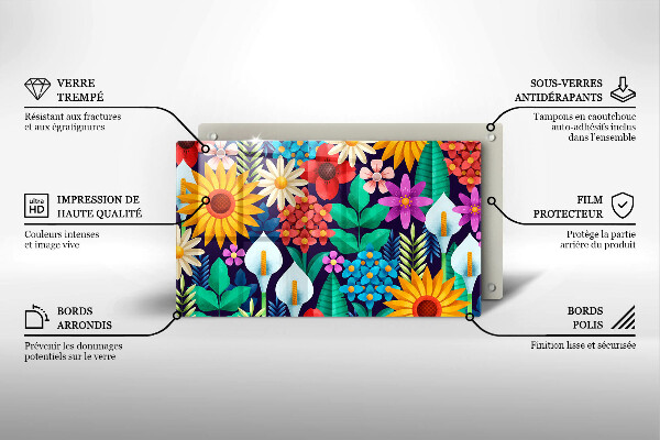 Üveg vágódeszka Virágok rét illusztráció