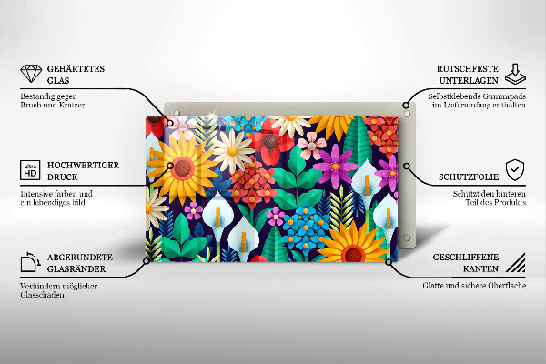 Üveg vágódeszka Virágok rét illusztráció