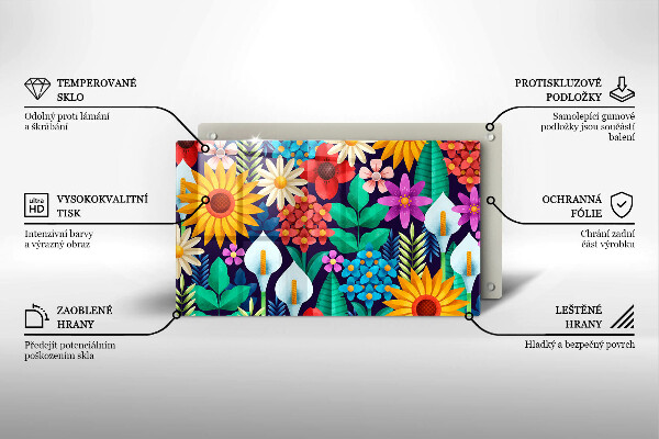 Üveg vágódeszka Virágok rét illusztráció