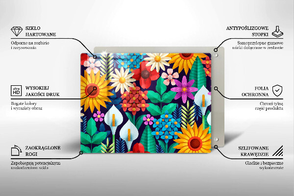 Üveg vágódeszka Virágok rét illusztráció