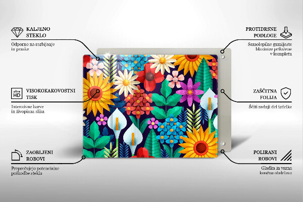 Üveg vágódeszka Virágok rét illusztráció