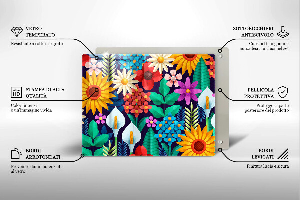 Üveg vágódeszka Virágok rét illusztráció