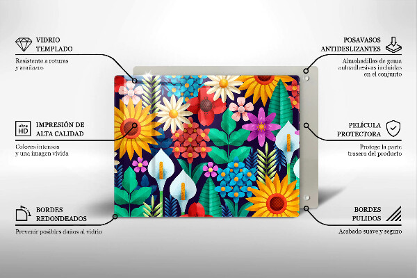 Üveg vágódeszka Virágok rét illusztráció