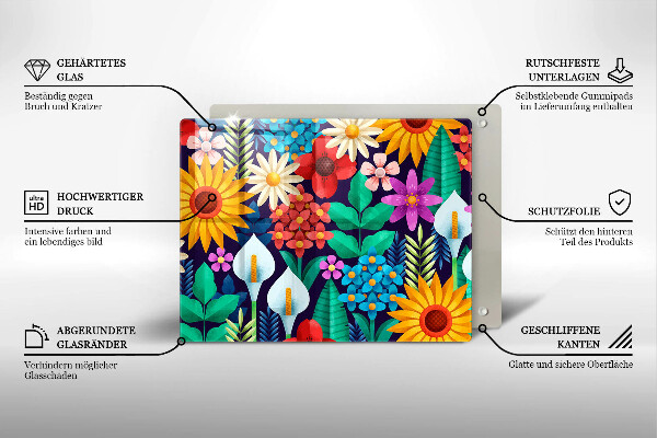 Üveg vágódeszka Virágok rét illusztráció