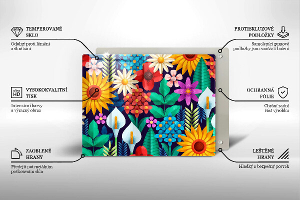 Üveg vágódeszka Virágok rét illusztráció