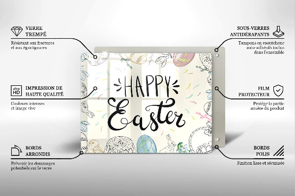 Üveg vágódeszka Happy Easter