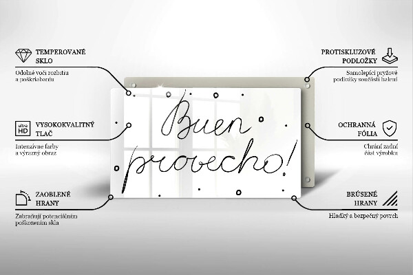 Üveg vágódeszka Buen provecho!