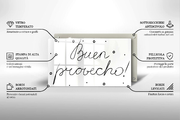 Üveg vágódeszka Buen provecho!