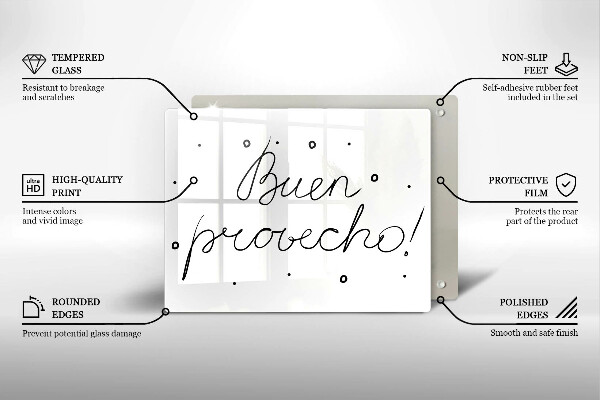 Üveg vágódeszka Buen provecho!