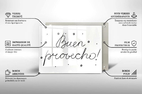 Üveg vágódeszka Buen provecho!
