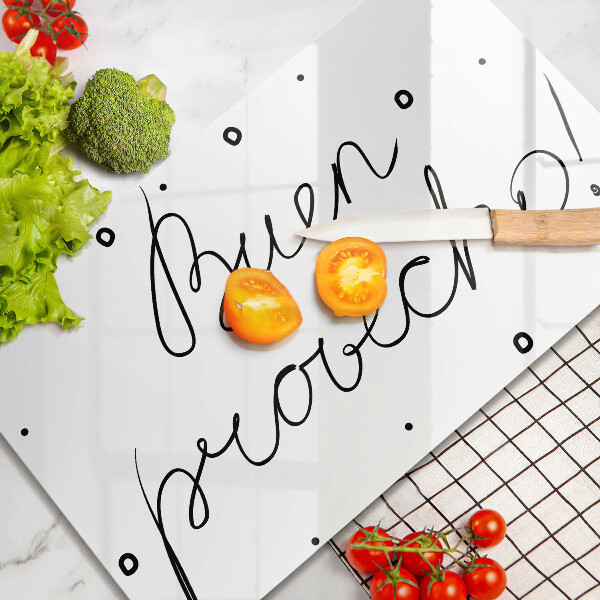 Üveg vágódeszka Buen provecho!