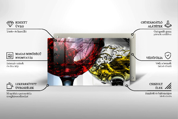 Üveg vágódeszka Pohár bor