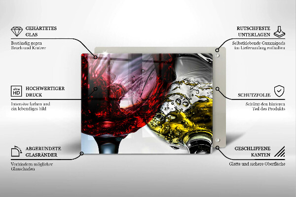 Üveg vágódeszka Pohár bor