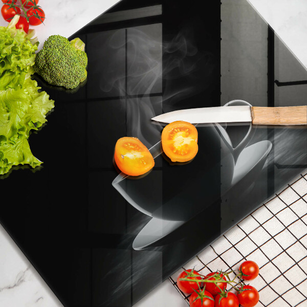 Üveg vágódeszka Forró csésze kávé