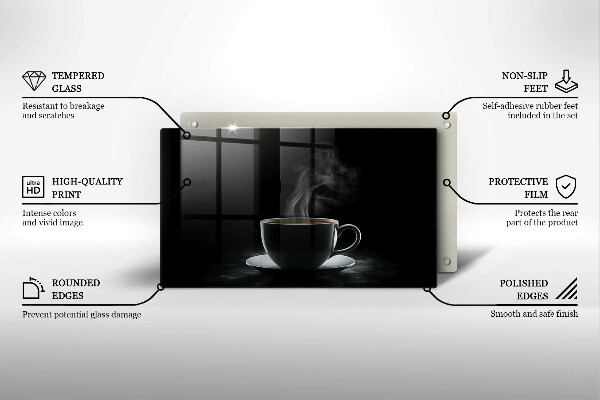 Üveg vágódeszka Forró csésze kávé