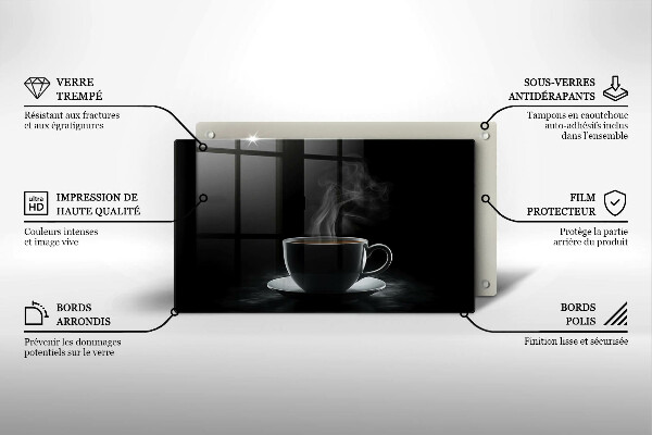 Üveg vágódeszka Forró csésze kávé