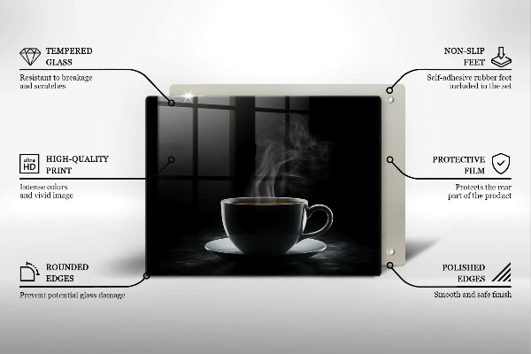 Üveg vágódeszka Forró csésze kávé