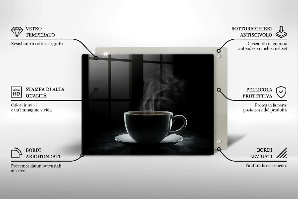 Üveg vágódeszka Forró csésze kávé