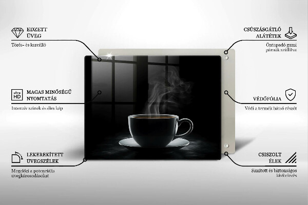 Üveg vágódeszka Forró csésze kávé