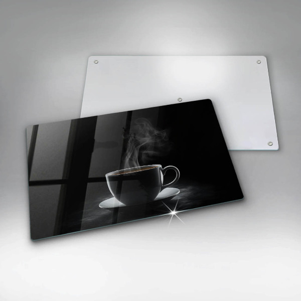 Üveg vágódeszka Forró csésze kávé