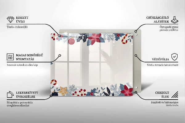 Üveg vágódeszka karácsonyi díszek