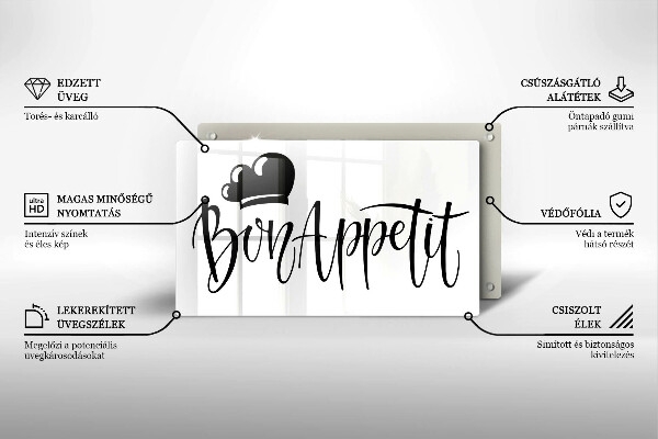 Üveg vágódeszka Bon Appetit