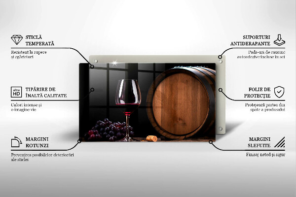 Üveg vágódeszka Hordós borospohár