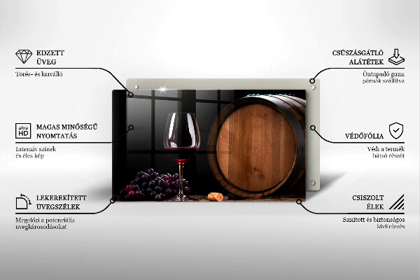 Üveg vágódeszka Hordós borospohár