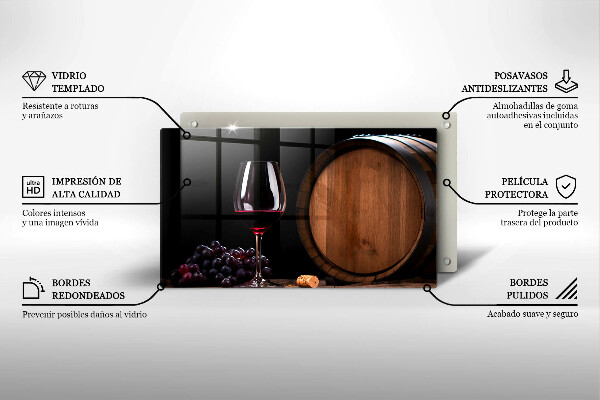 Üveg vágódeszka Hordós borospohár