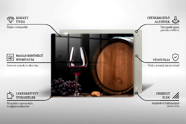 Üveg vágódeszka Hordós borospohár