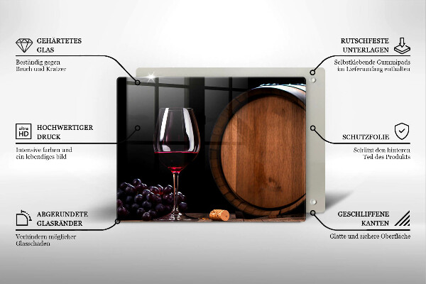 Üveg vágódeszka Hordós borospohár