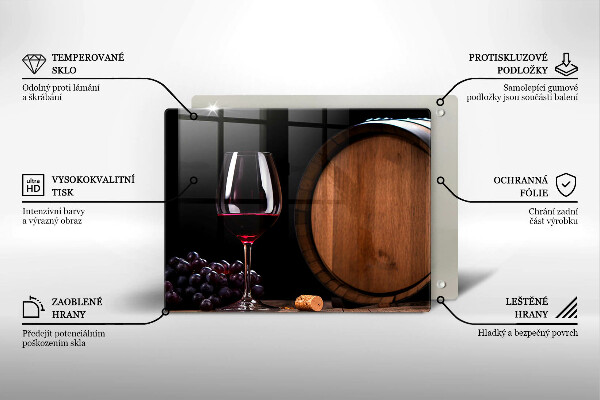 Üveg vágódeszka Hordós borospohár