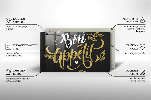 Üveg vágódeszka Bon Appetit