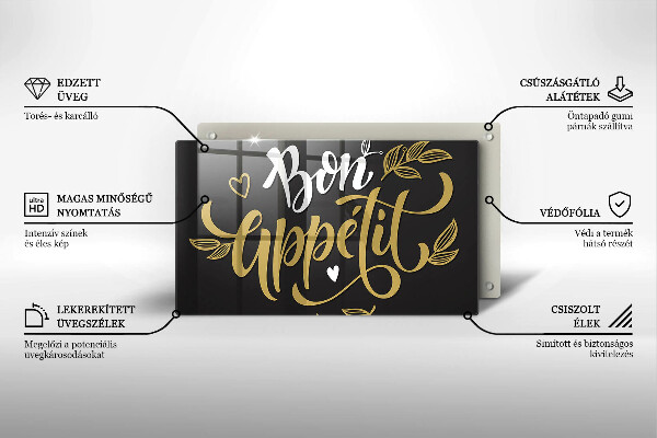 Üveg vágódeszka Bon Appetit