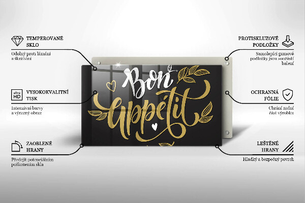 Üveg vágódeszka Bon Appetit