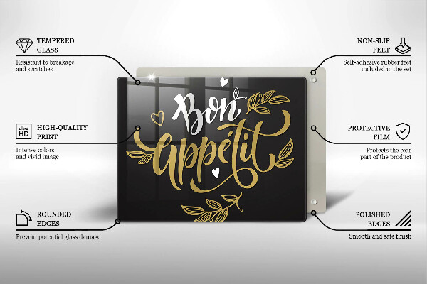 Üveg vágódeszka Bon Appetit