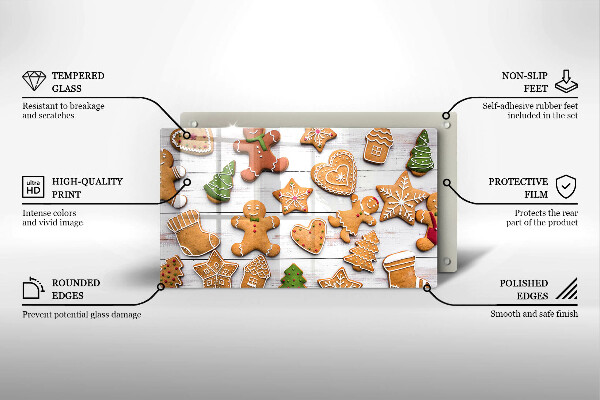 Üveg vágódeszka Karácsonyi mézeskalács