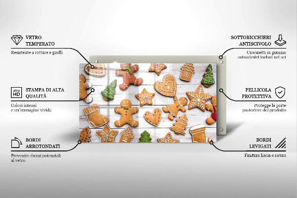 Üveg vágódeszka Karácsonyi mézeskalács
