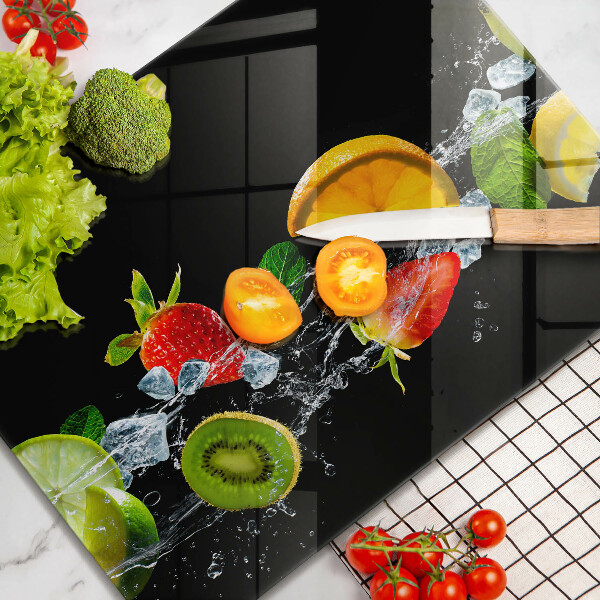 Üveg vágódeszka Gyümölcsök vízben